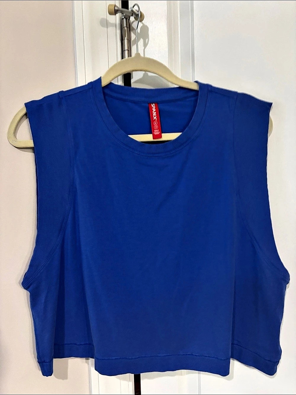 SPANX BoostUp Cropped Square Neck Shelf Tank Blue XL